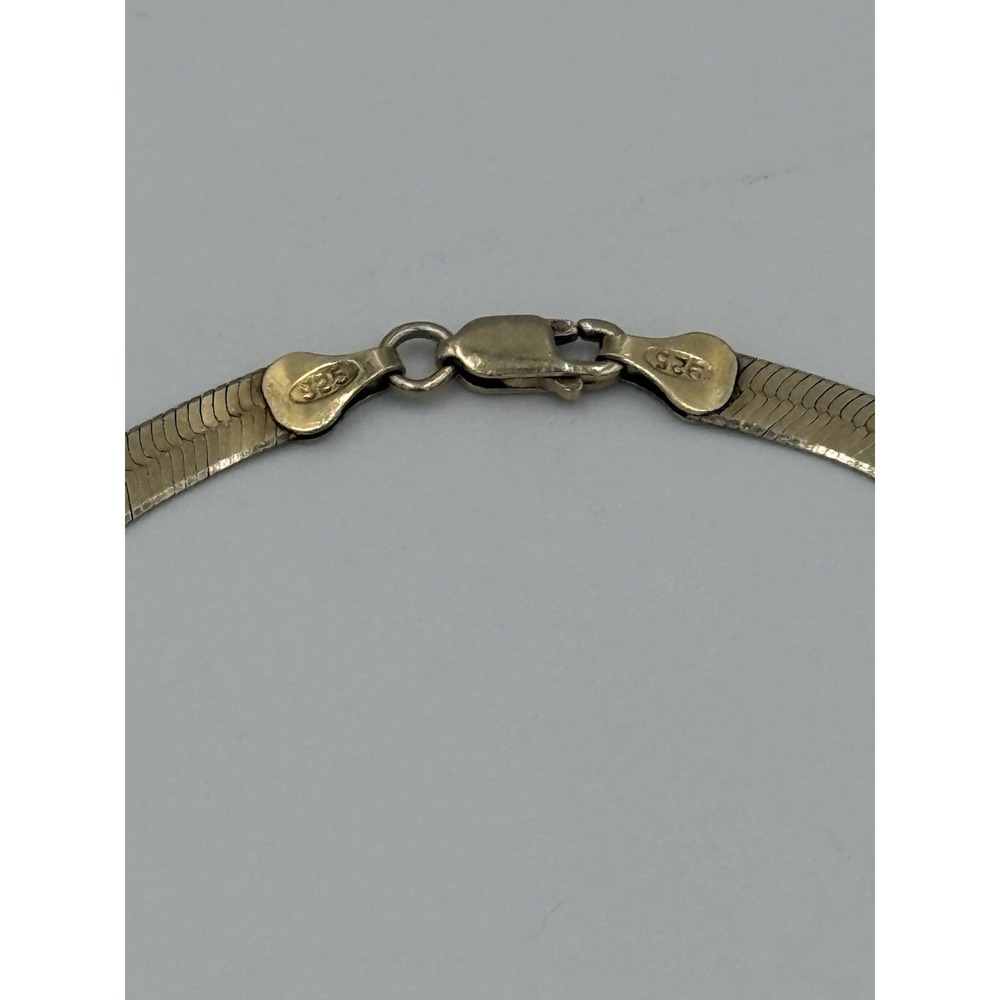 Vintage Italy 925 Sterling Silver Flat Herringbone Chain Necklace 16" Long 13g - Picture 8 of 10